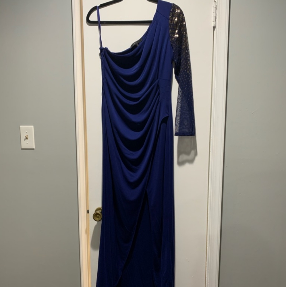 one sleeved ball gown